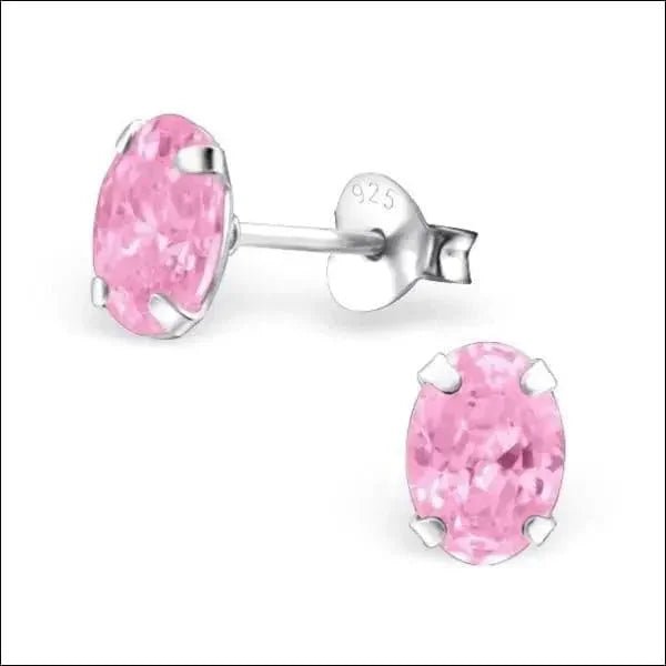 Zilveren Ovale Zirkonia Oorstekers &acirc;&euro;&ldquo; Meerdere Kleuren & Maten 925 Zilver - 7x