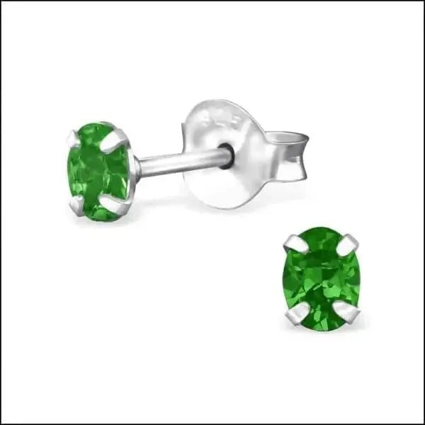 Zilveren Ovale Zirkonia Oorstekers &acirc;&euro;&ldquo; Meerdere Kleuren & Maten 925 Zilver - 7x