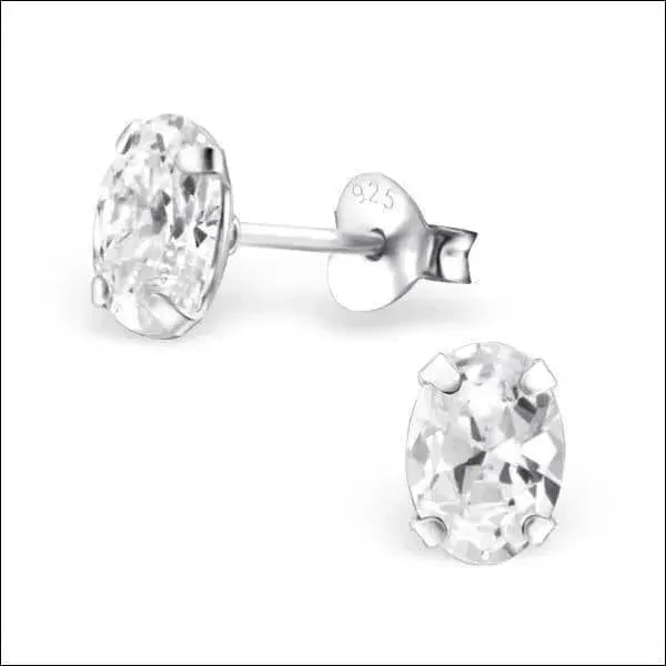 Zilveren Ovale Zirkonia Oorstekers &acirc;&euro;&ldquo; Meerdere Kleuren & Maten 925 Zilver - 7x