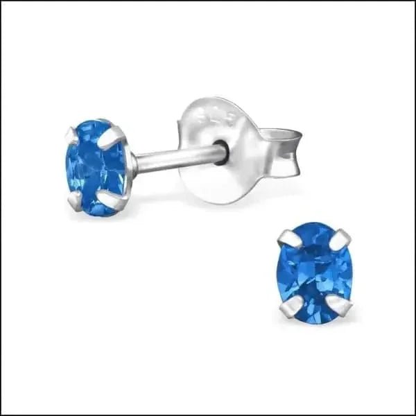 Zilveren Ovale Zirkonia Oorstekers &acirc;&euro;&ldquo; Meerdere Kleuren & Maten 925 Zilver - 4x