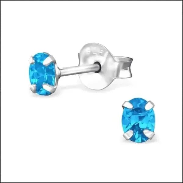 Zilveren Ovale Zirkonia Oorstekers &acirc;&euro;&ldquo; Meerdere Kleuren & Maten 925 Zilver - 4x
