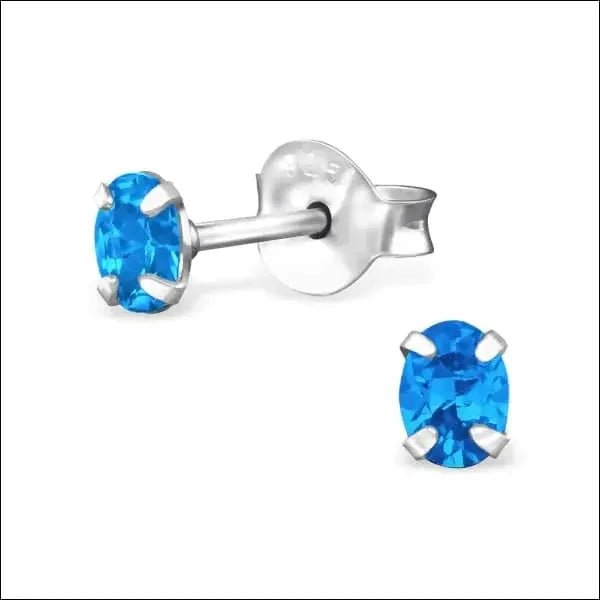 Zilveren Ovale Zirkonia Oorstekers &acirc;&euro;&ldquo; Meerdere Kleuren & Maten 925 Zilver - 4x