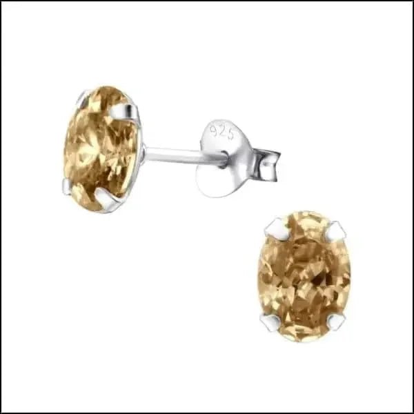 Zilveren Ovale Zirkonia Oorstekers &acirc;&euro;&ldquo; Meerdere Kleuren & Maten 925 Zilver - 4x