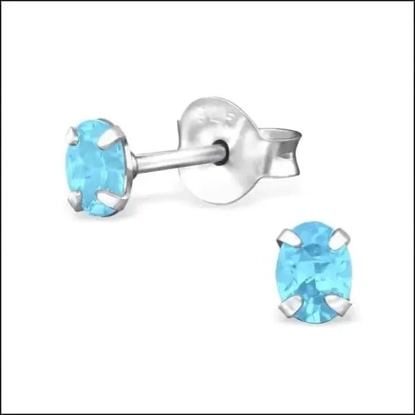Zilveren Ovale Zirkonia Oorstekers &acirc;&euro;&ldquo; Meerdere Kleuren & Maten 925 Zilver - 4x