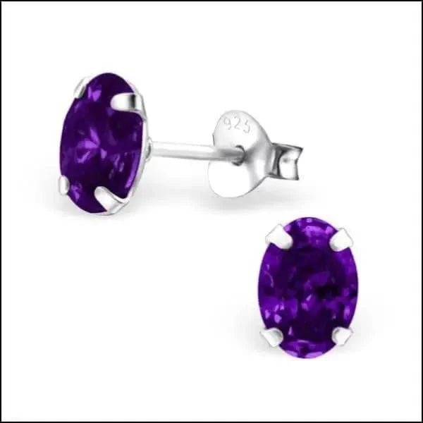 Zilveren Ovale Zirkonia Oorstekers &acirc;&euro;&ldquo; Meerdere Kleuren & Maten 925 Zilver - 7x