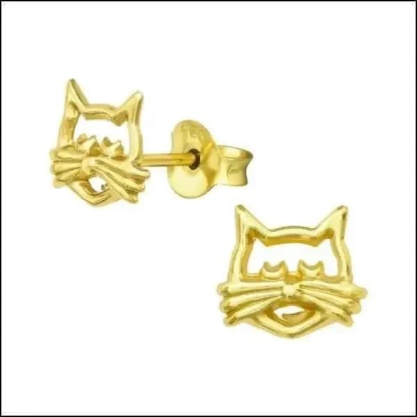 Zilveren Poezen Oorstekers &acirc;&euro;&ldquo; Meisje -925 Zilver - Roze-9x8mm -