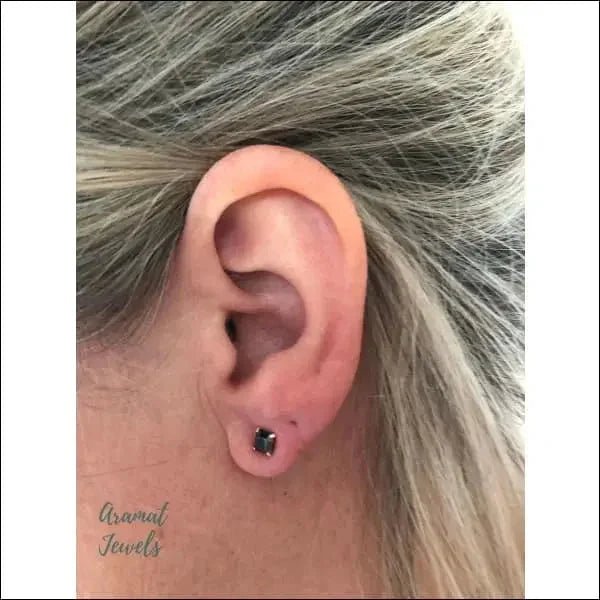 Zilveren Kristallen Oorstekers Vierkant &acirc;&euro;&ldquo; 925 Zilver Geometrisch - 6mm / Licht Ro