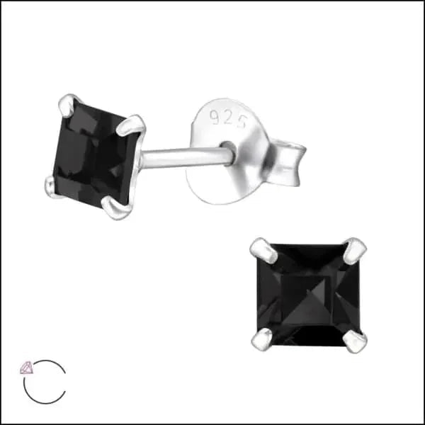 Zilveren Kristallen Oorstekers Vierkant &acirc;&euro;&ldquo; 925 Zilver Geometrisch - 6mm / Paars -