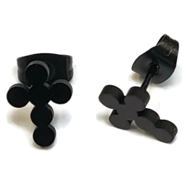 RVS Kruisjes Oorstekers &acirc;&euro;&ldquo; Diverse Kleuren & Maten 316L Staal - Zwart-7x10mm -