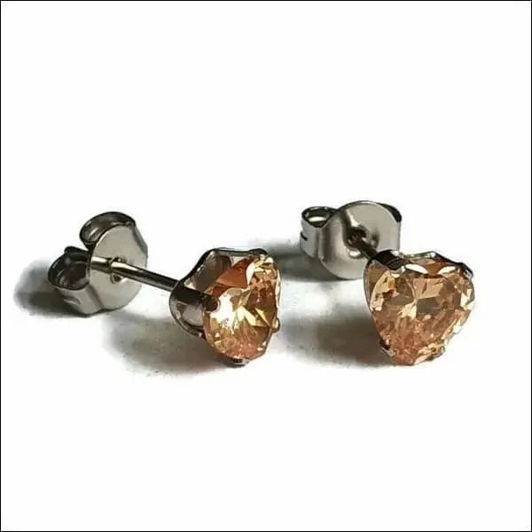 Stalen Hartjes Oorstekers Zirkonia &acirc;&euro;&ldquo; Diverse Kleuren & Maten 316L RVS - Zilve