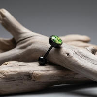 Zwarte Bioplast Tongpiercing hem en haar - Spiraal -