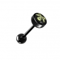 Zwarte Bioplast Tongpiercing hem en haar - YingYang -