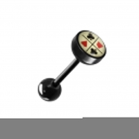 Zwarte Bioplast Tongpiercing hem en haar - 8-Bal-Biljartbal -