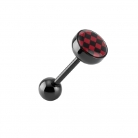 Zwarte Bioplast Tongpiercing hem en haar - Spiraal-Geel-Zwart -