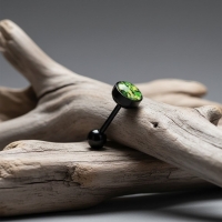 Zwarte Bioplast Tongpiercing hem en haar - Sterretjes -