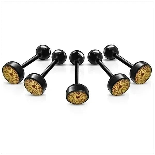 Bioplast Tongpiercing met Dierenhuid Motief - Spots-Oranje -