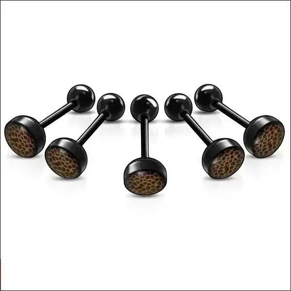 Bioplast Tongpiercing met Dierenhuid Motief - Spots-Bruin -
