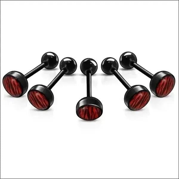 Bioplast Tongpiercing met Dierenhuid Motief - Zebra-Rood -