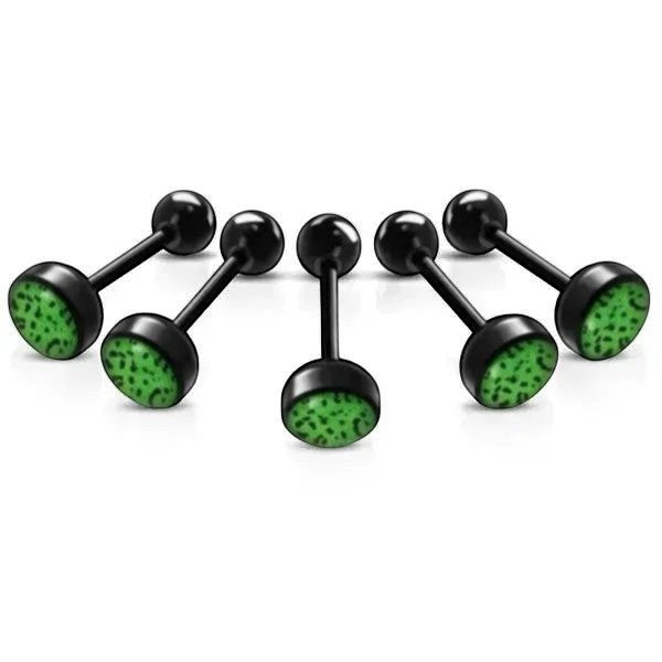 Bioplast Tongpiercing met Dierenhuid Motief - Spots-Fel Groen -