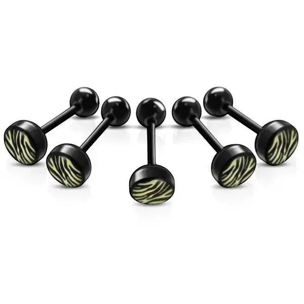Bioplast Tongpiercing met Dierenhuid Motief - Zebra-Geel -
