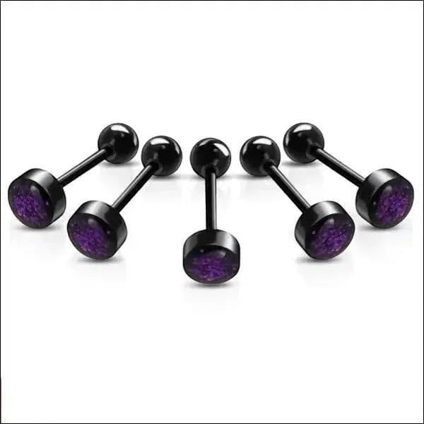 Zwarte Glitter Tongpiercing - Bioplast piercing - Paars -