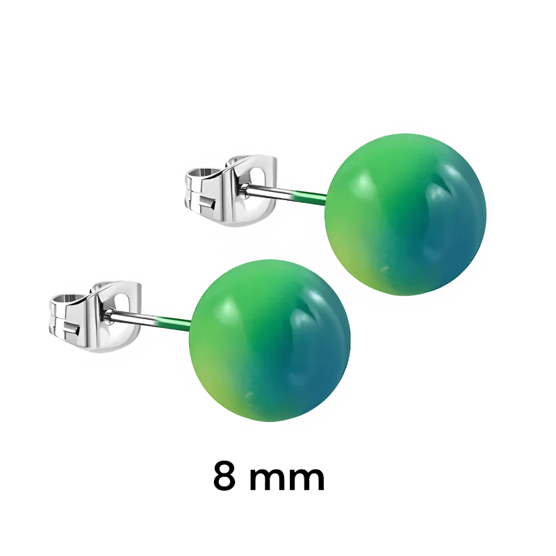 RVS Bolletjes Oorbellen Kleurrijk Acryl 4-8mm - Vrolijke Oorstekers - 8mm / Geel-Donkerblauw -