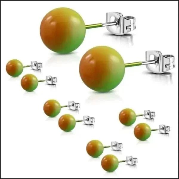 RVS Bolletjes Oorbellen Kleurrijk Acryl 4-8mm - Vrolijke Oorstekers - 8mm / Groen-Roze-Geel -