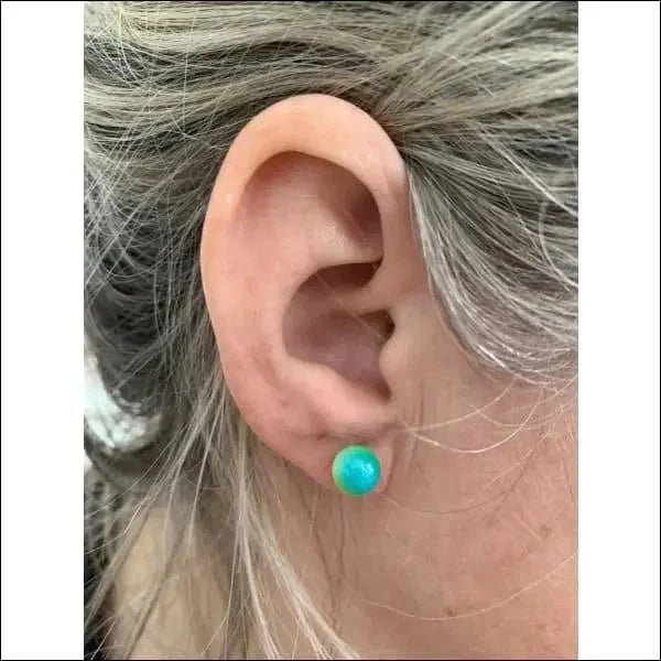 RVS Bolletjes Oorbellen Kleurrijk Acryl 4-8mm - Vrolijke Oorstekers - 8mm / Groen-Wit-Geel -