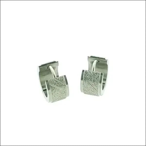 Stalen Huggie Oorringen 14mm RVS Unisex - Hoekig-zirkonia-14x4mm -