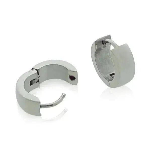 Stalen Huggie Oorringen 14mm RVS Unisex - Glad-14x5mm -