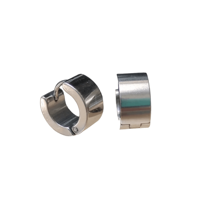 Stalen Huggie Oorringen 14mm RVS Unisex - Glad-14x7mm -