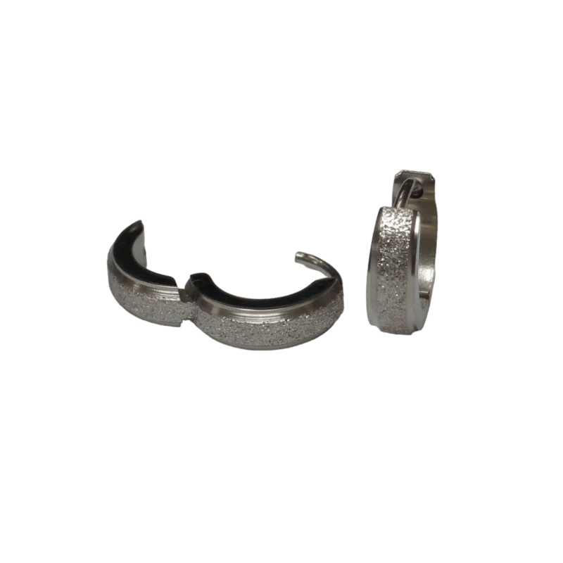 Stalen Huggie Oorringen 14mm RVS Unisex - Gediamanteerd-14x4mm -
