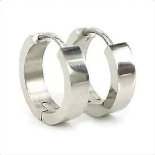 Stalen Huggie Oorringen 14mm RVS Unisex - Zwarte-steen-14x3mm -