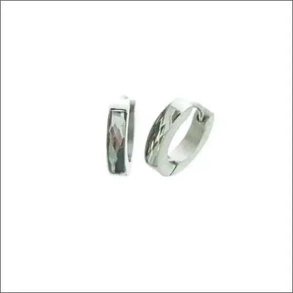 Stalen Huggie Oorringen 14mm RVS Unisex - Transparante-steen-14x3mm -