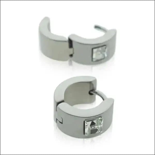Stalen Huggie Oorringen 14mm RVS Unisex - Kruisje-14x7mm -