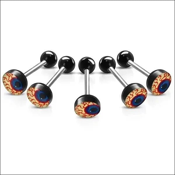 Stalen tongpiercing met acryl logo - Oog -