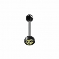 Stalen tongpiercing met acryl logo - Piraat -