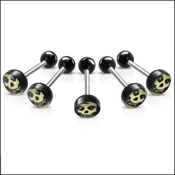 Stalen tongpiercing met acryl logo - Skull -