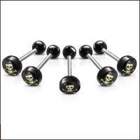 Stalen tongpiercing met acryl logo - Piraten-doodskop -