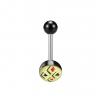Stalen tongpiercing met acryl logo - Piraten-doodskop -
