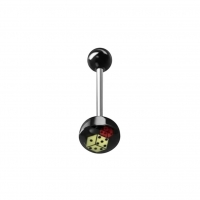 Stalen tongpiercing met acryl logo - Piraten-doodskop -