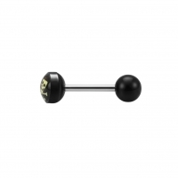 Stalen tongpiercing met acryl logo - Doodskop-met-zwaard -