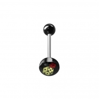 Stalen tongpiercing met acryl logo - Doodskop-met-zwaard -