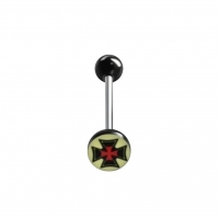 Stalen tongpiercing met acryl logo - Doodskop-kleurig -