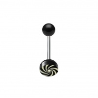 Stalen tongpiercing met acryl logo - Doodskop-Geel -