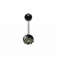 Stalen tongpiercing met acryl logo - Evel-face -