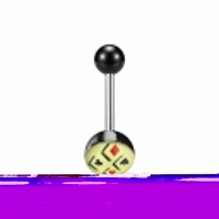Stalen tongpiercing met acryl logo - Evel-face -