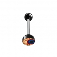 Stalen tongpiercing met acryl logo - Doodshoofd-Beenderen -