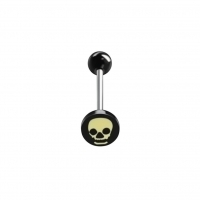 Stalen tongpiercing met acryl logo - Schoppen-Aas -