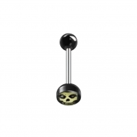 Stalen tongpiercing met acryl logo - Schoppen-Aas -